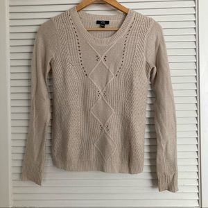 Beige Crew Neck Knit Sweater